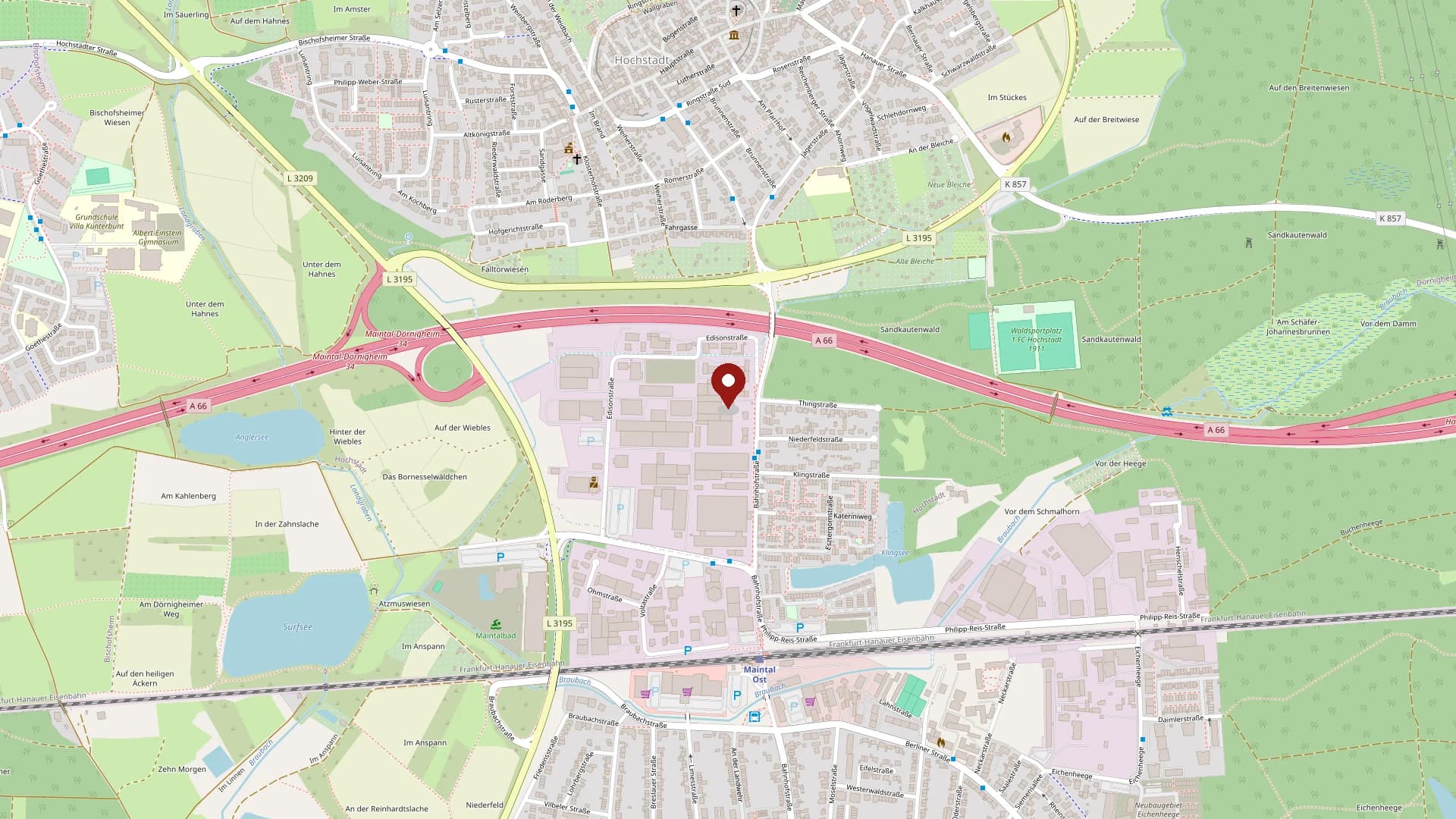 Kartenausschnitt: Garage 147, Bahnhofstraße 147 in Maintal-Hochstadt